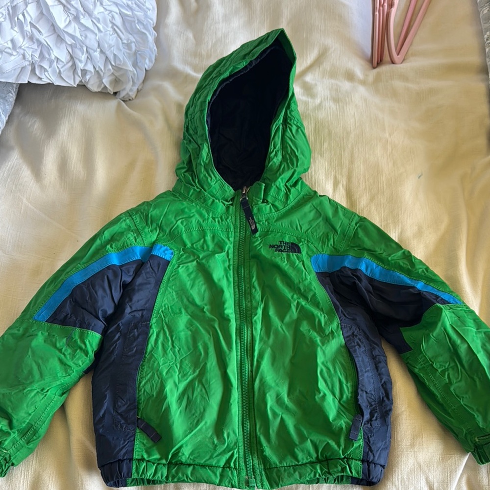The North Face Green and Blue Jacket with Hood size 4T